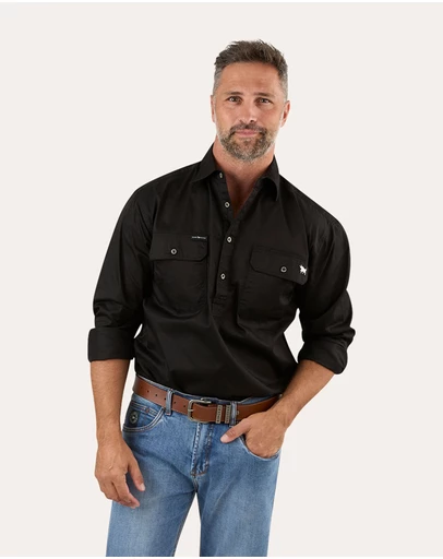 Ringers Western - King River Mens Half Button Work Shirt