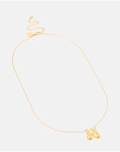 Lovisa - Waterproof Gold Plated Stainless Steel Large Bubble Letter N Necklace