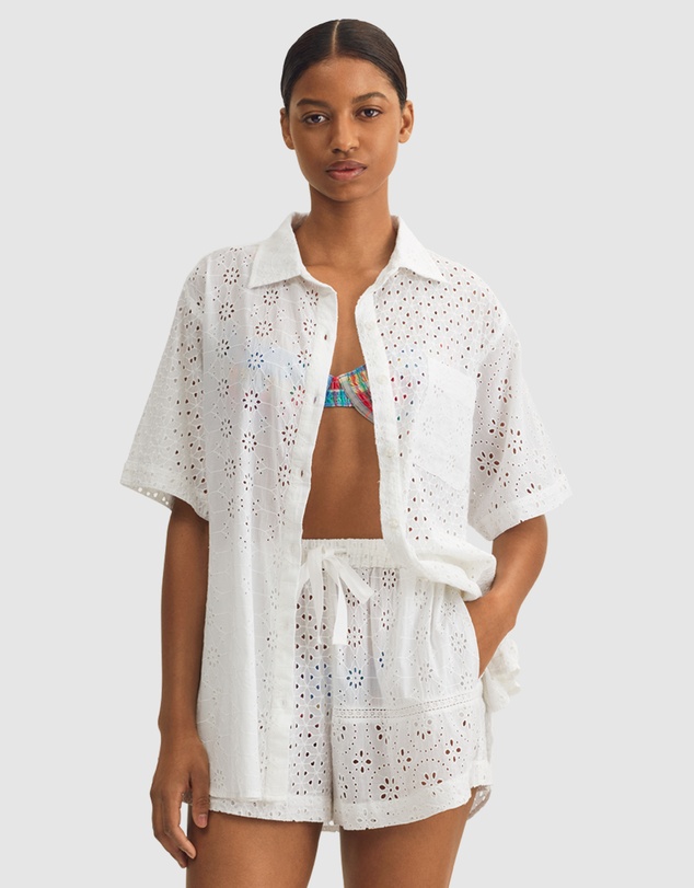 Polo Ralph Lauren - Patchwork Eyelet Shirt & Shorts Cotton Beachwear Set