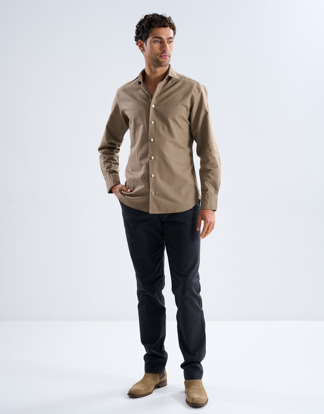 3 Wise Men - 3 Wise Men Shadow Brown Linen Shirt