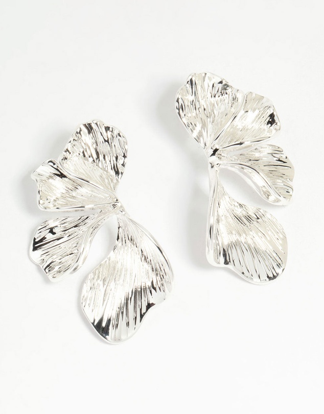 Lovisa - Silver Plated Organic Petal Stud Earrings