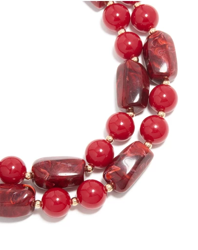 Lovisa - Red Acrylic Beaded Layered Necklace