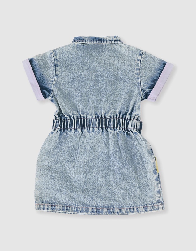 Goldie + Ace - Pastel Pop Piper Denim Belted Dress - Babies-Kids