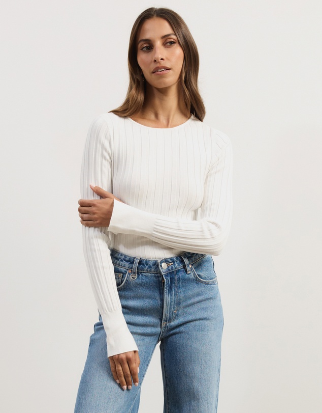 Atmos&Here - Rumi Long Sleeve Fitted Rib Knit Top