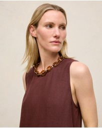 Trenery - Delave Linen Sleeveless Column Dress in Espresso