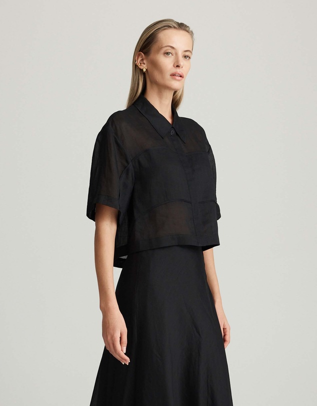 Mattir - Aire Ramie Crop Black