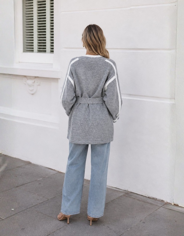 Esther & Co - Adelle Coatigan - Grey Print