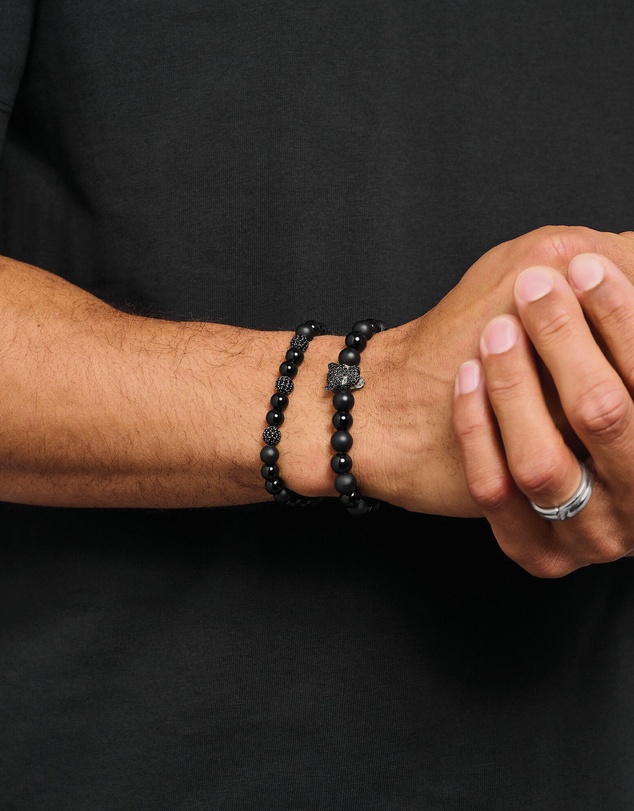 THOMAS SABO - THOMAS SABO Obsidian bracelet with three zirconia beads