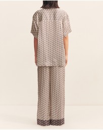 Shona Joy - Monogram Silk Contrast Shirt