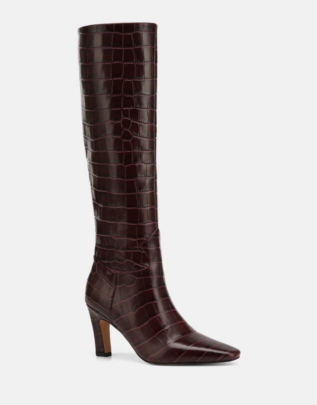 Wittner - Louella Croc Embossed Leather Knee High Boots