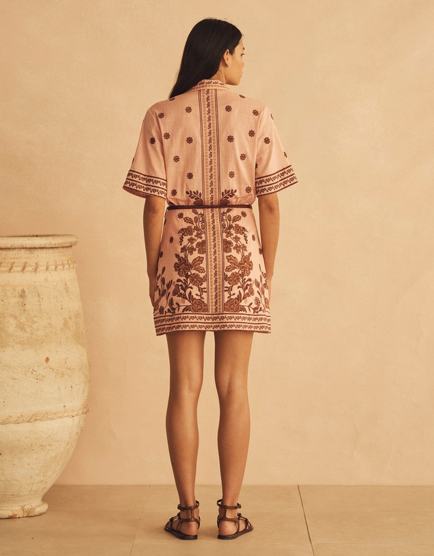 AUR OCEA - Embroidered Mini Shirt Dress