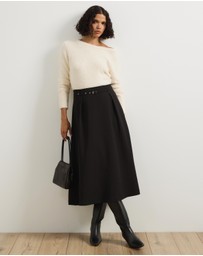 Atmos&Here - Rae Belted Flare Midi Skirt