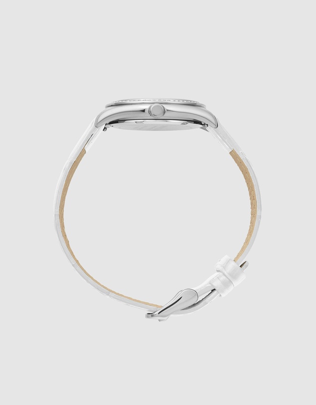Maxum - Sydney - White Dial, Silver Tone Case & White Leather Band