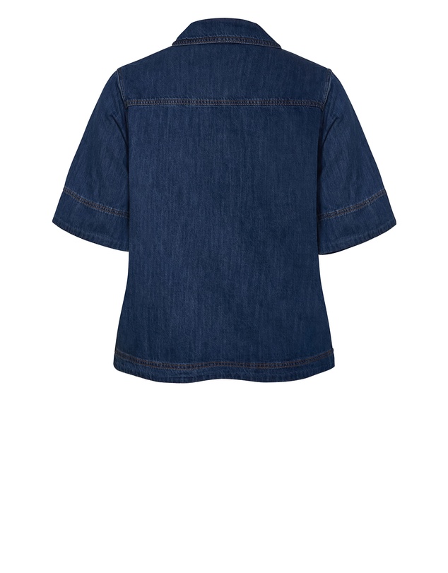 City Chic - Plus size Tiana Pocket Cotton Denim Top - light wash