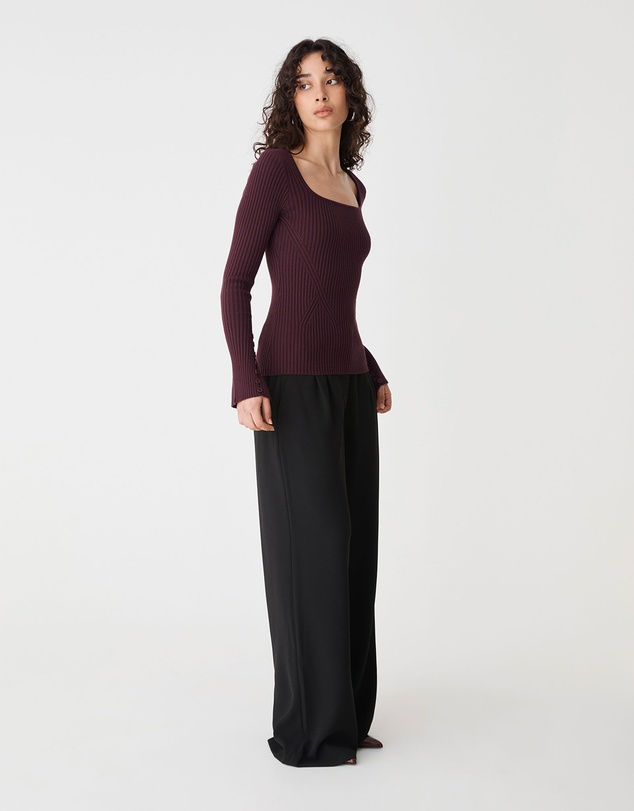 Forcast - Zahlia Square Neck Rib Knit