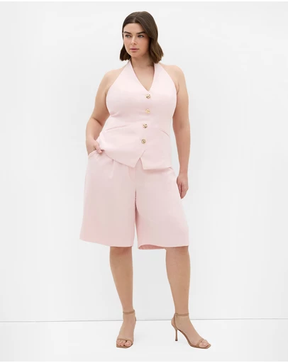City Chic - Plus size Abbie Halter Vest - heavenly pink