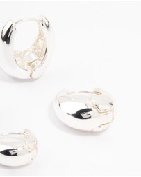 Lovisa - Silver Plated Small & Medium Oval Huggie Earrings