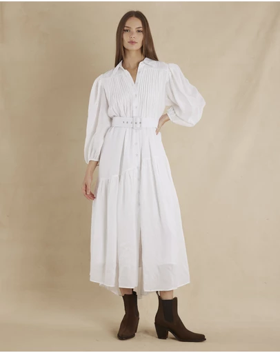 Amelius - Poeta Ramie Pintuck Belted Dress