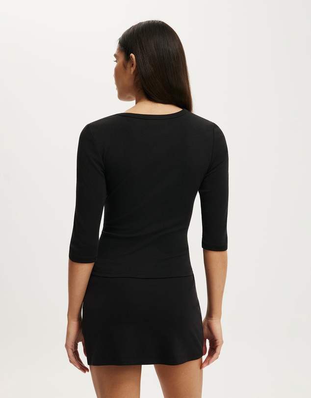 Cotton On - 90S V Neck ¾ Sleeve