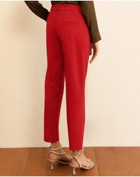 Emme - Geranium Red Stretch Cotton Trousers