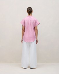 Trenery - Delave Linen Cap Sleeve Shirt in Soft Lilac