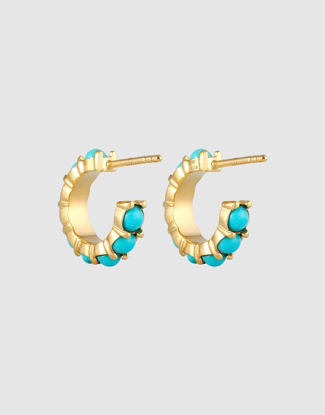 Elli Jewelry - Howlite Hoop Earrings in Gold-Plated 925 Silver