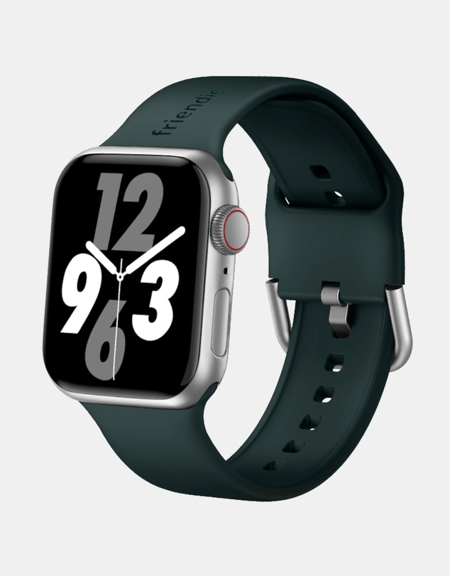 Friendie - Silicone Band with Modern Silver Buckle – The Byron – Apple Compatible
