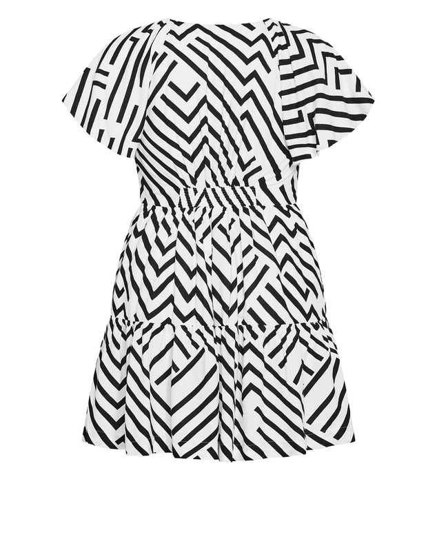 City Chic - Island Linear Print Mini Dress - Ivory