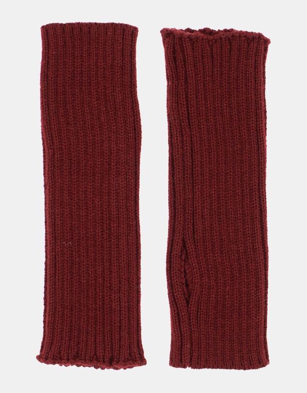 Morgan & Taylor - Asha Rib Knit Fingerless Gloves in Burgundy Red
