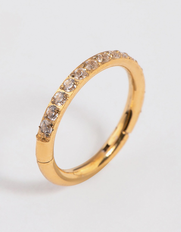 Lovisa - Gold Plated Surgical Steel Fine Pave Band Clicker Ring