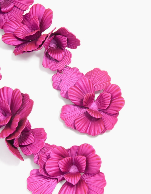 Lovisa - Fuschia Pink Coated Metal Triple Flower Drop Earrings