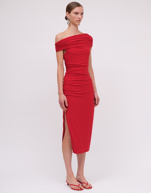 Suboo - Theta Crepe Jersey Off Shoulder Midi