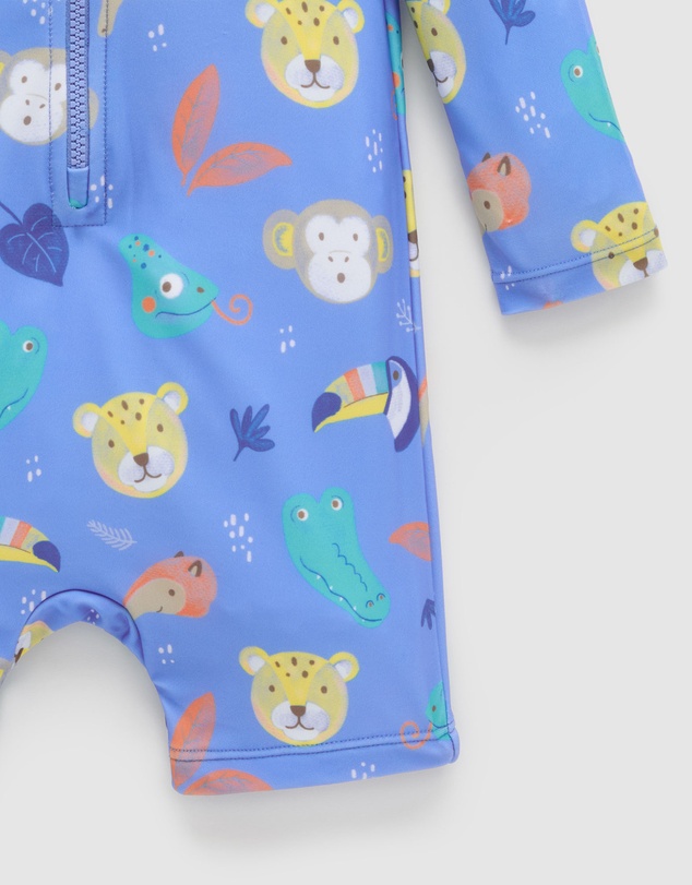 Purebaby - Printed Long Sleeve Sunsuit- Kids-Babies