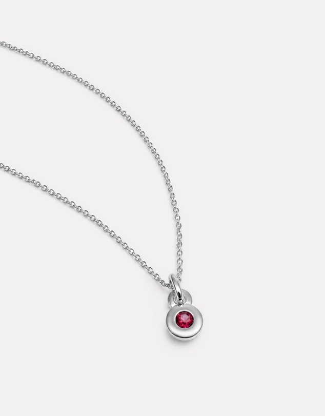 Najo - July Silver & Ruby Birthstone Necklace
