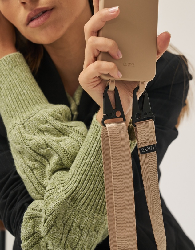 LOUVE COLLECTION - Desert Sand Phone Case + Latte Love Lanyard
