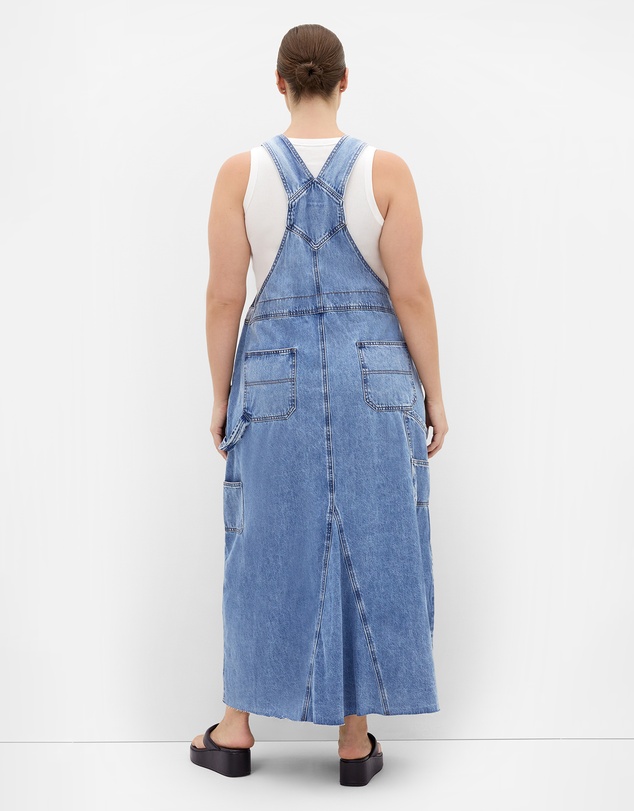 City Chic - Plus size Pinafore Denim Maxi Dress - light wash