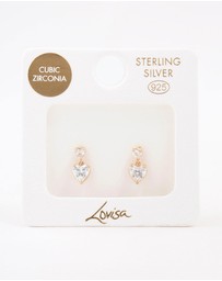 Lovisa - Gold Plated Sterling Silver Heart Cubic Zirconia Stud Earrings