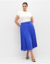 City Chic - Plus size Petra Pleat Midi Skirt - cerulean