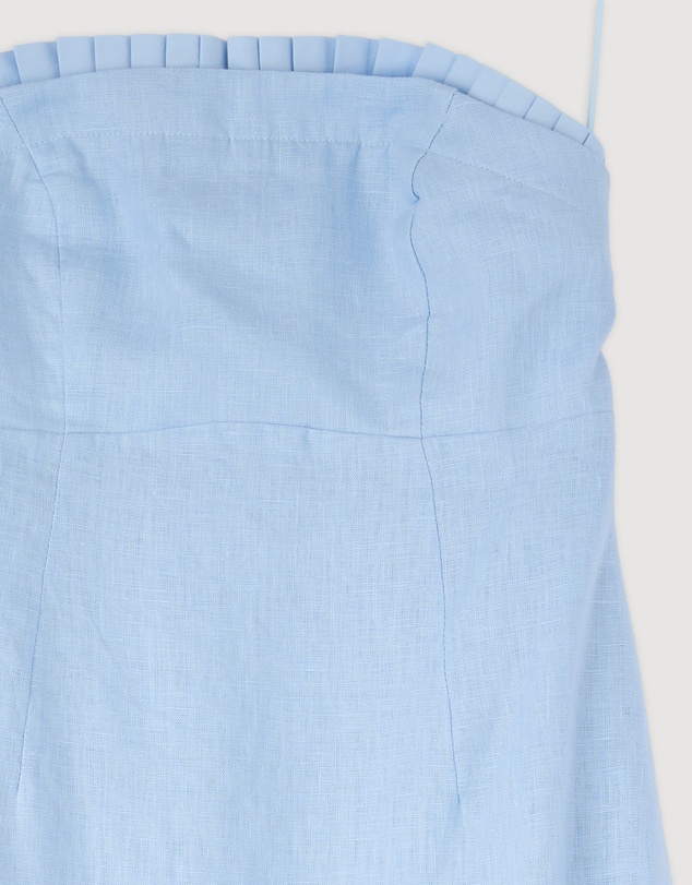 Revibe - Repaired AERE Cova Pleat Trim Linen Midi Dress - AU 10