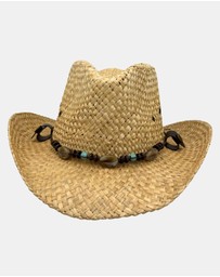 Jacaru - Jacaru 1818D Straw Cowboy Hat with Turquoise beads