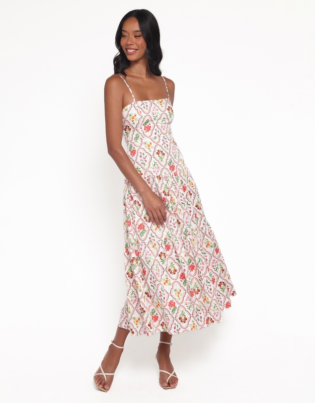 Petal & Pup - Botanique Midi Dress - Coral Wildflower