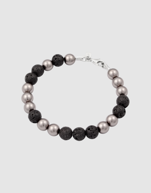 Kuzzoi - ICONIC EXCLUSIVE - Lava Beads and Pearl Bracelet in 925 Sterling Silver
