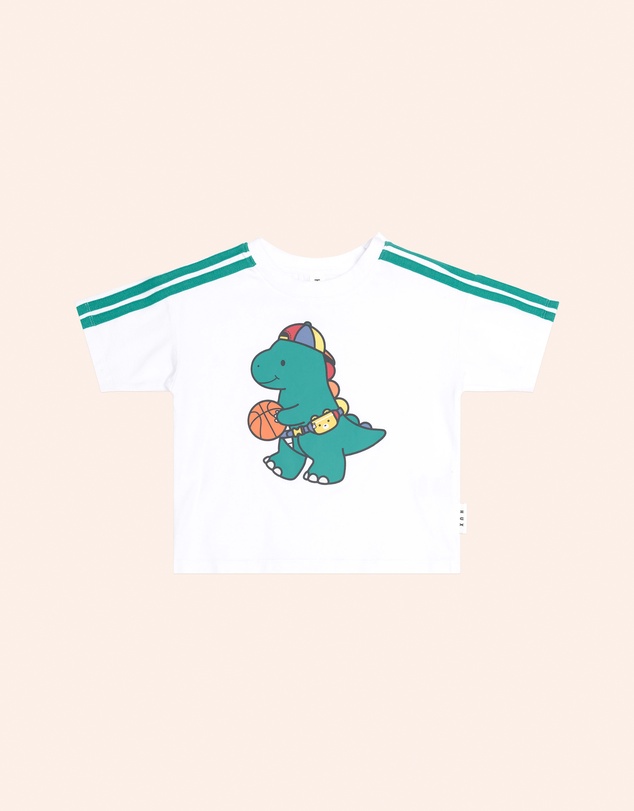 Huxbaby - Baller Dino Sporty Stripe Tee - Babies-Kids