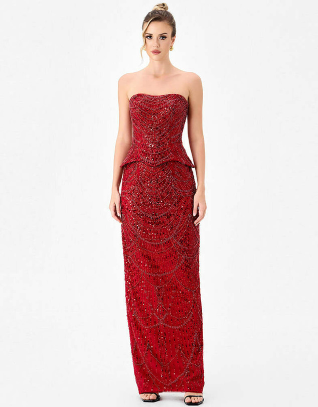 Bariano - Ruzy Peplum Sequin Gown