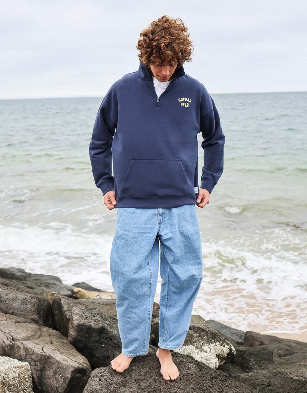 Skwosh - Good As Gold Half Zip Sweat in Navy