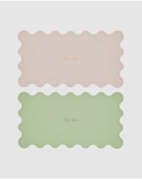 Lilly + Dash - Dog & Cat Wave Placemats - Mint Green & Pink Rose Quartz