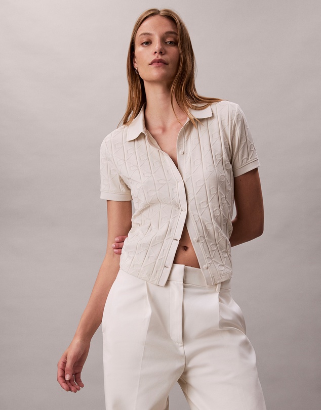 Calvin Klein Jeans - Allover Monogram Logo Jacquard Polo Top