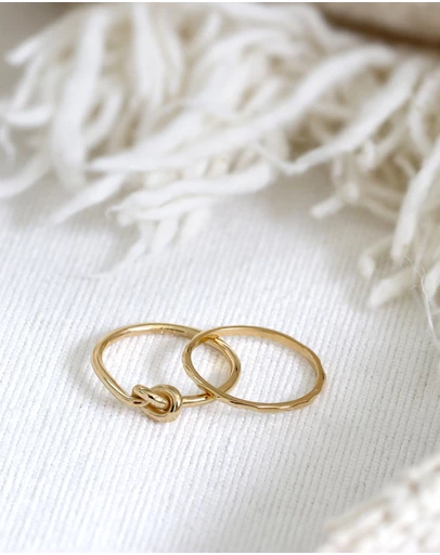 Elli Jewelry - Filigree Knot Ring Set in Gold-Plated 925 Silver