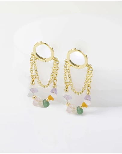 Wanderlust + Co - Kaleidoscope Beaded Gold Hoop Earrings