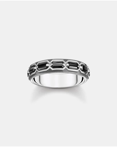 THOMAS SABO - Ring Crocodile Shell with Stones Silver Blackened